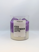 Handgemaakte Iced Lavender Latte kaars. Sojakaars met frisse lavendel geur